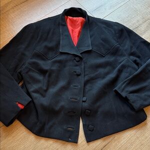 Chic Black Blazer with Red Lining